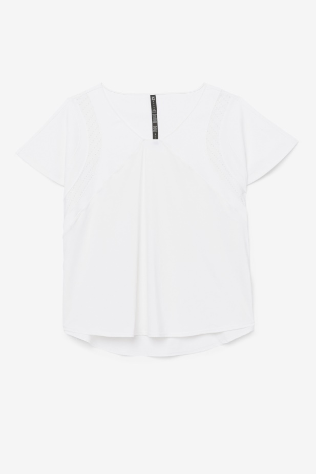 Fila Uplift Texturovaný Top S Krátkým Rukávem Bílý