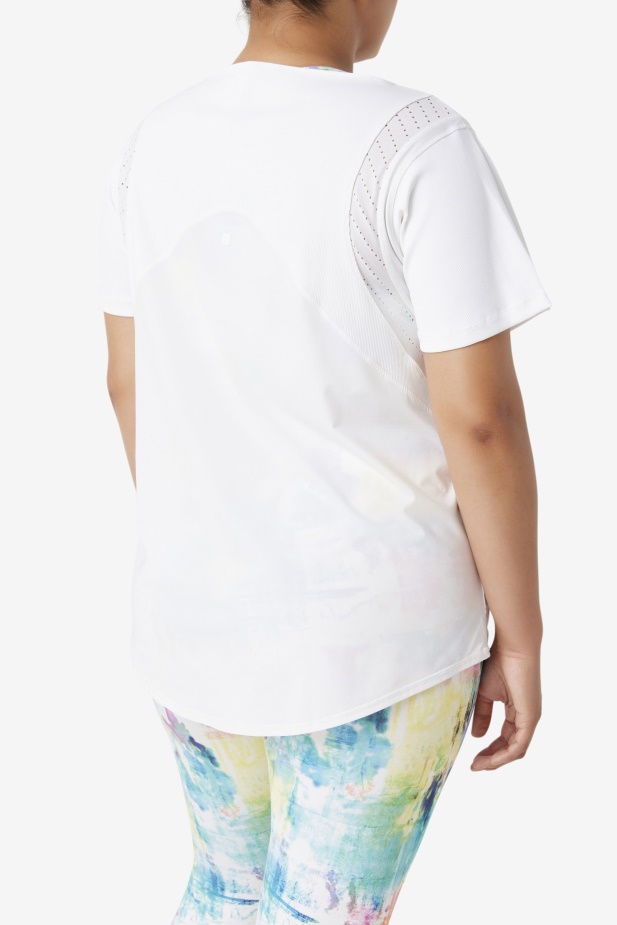 Fila Uplift Texturovaný Top S Krátkým Rukávem Bílý