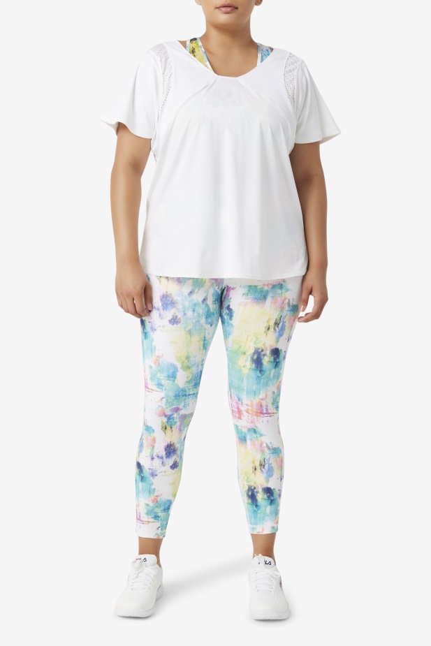 Fila Uplift Texturovaný Top S Krátkým Rukávem Bílý
