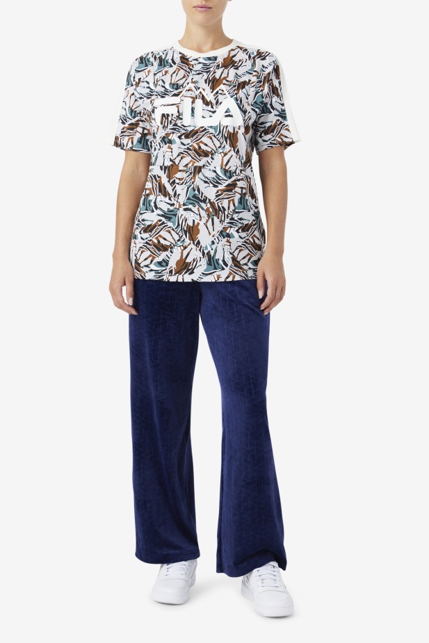 Nataly Boyfriend Tričko Fila Egret/bouřlivý/deep Lake Print