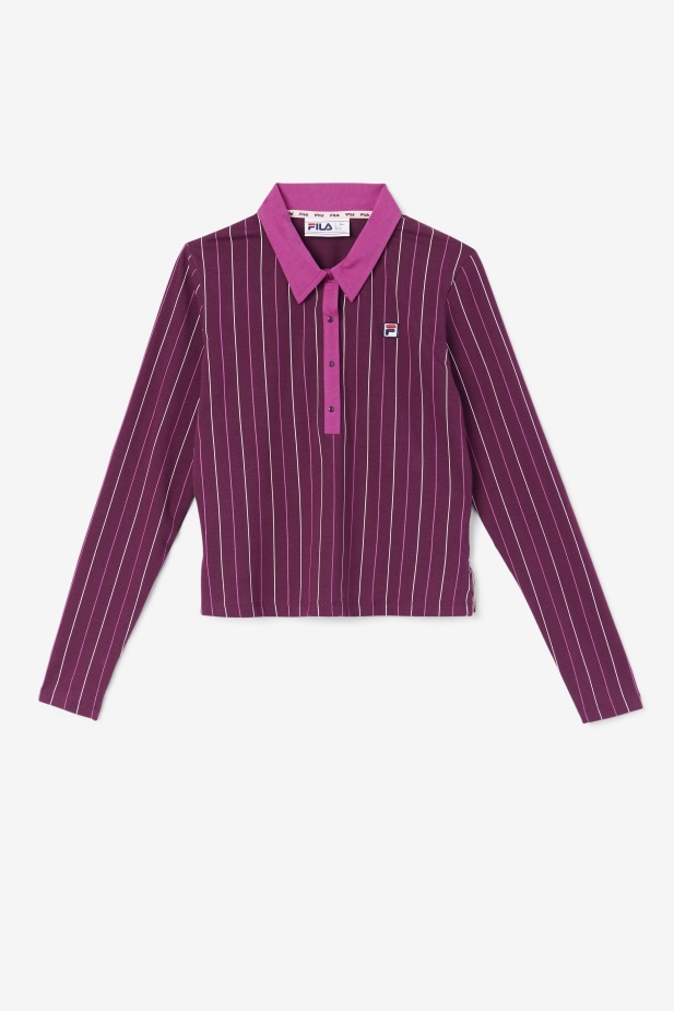 Fila Jada Polo S Dlouhým Rukávem Hroznové Víno/červená/potpourri