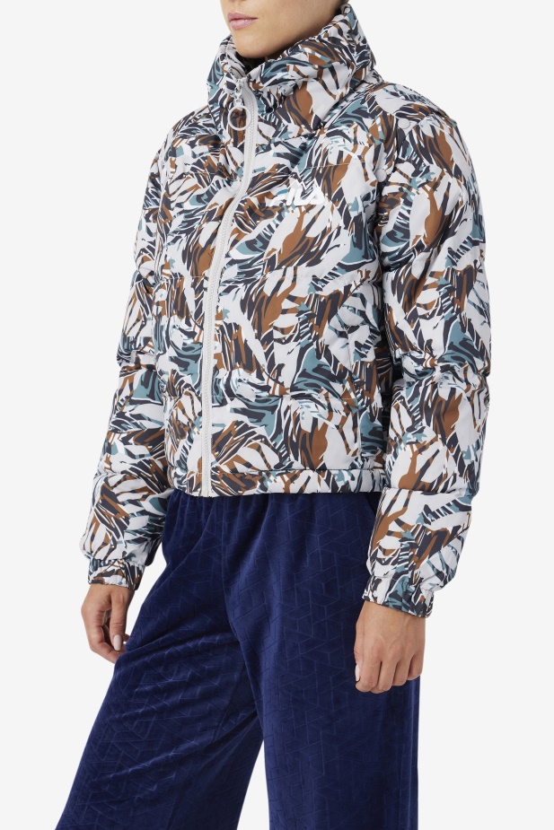 žirafí Potisk Fila Loretta Zkrácená Bunda S Odnímatelným Rukávem