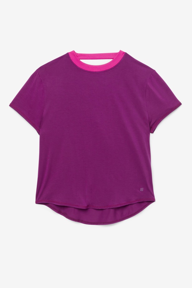Fila Fi-lux Top S Krátkým Rukávem Purpurově Purpurový