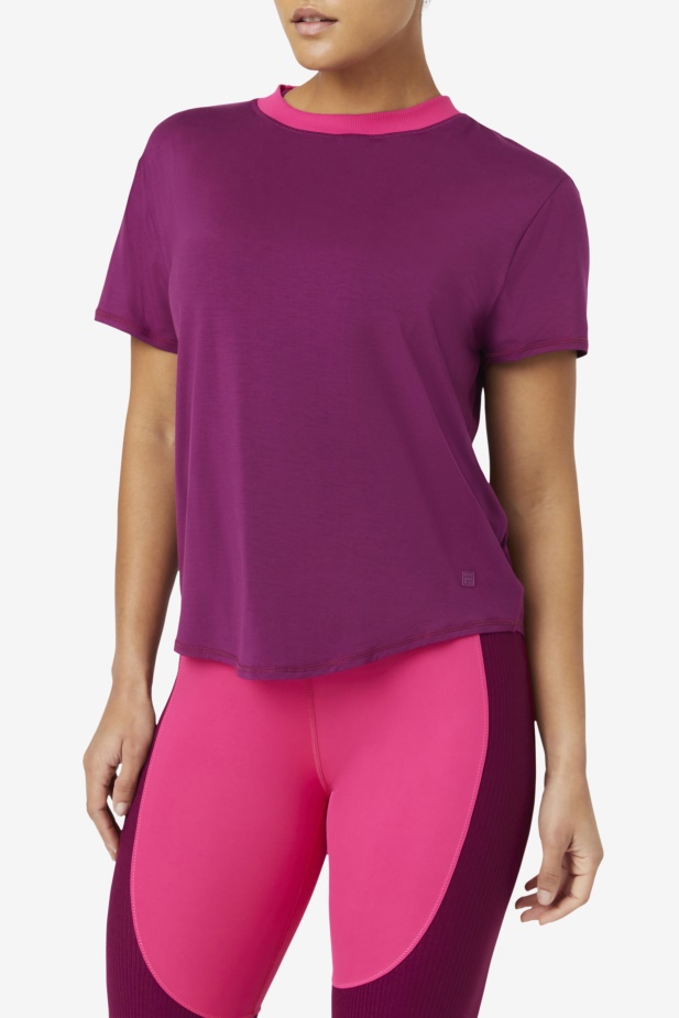 Fila Fi-lux Top S Krátkým Rukávem Purpurově Purpurový