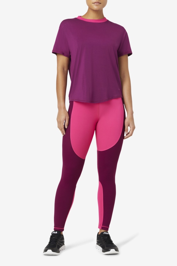 Fila Fi-lux Top S Krátkým Rukávem Purpurově Purpurový