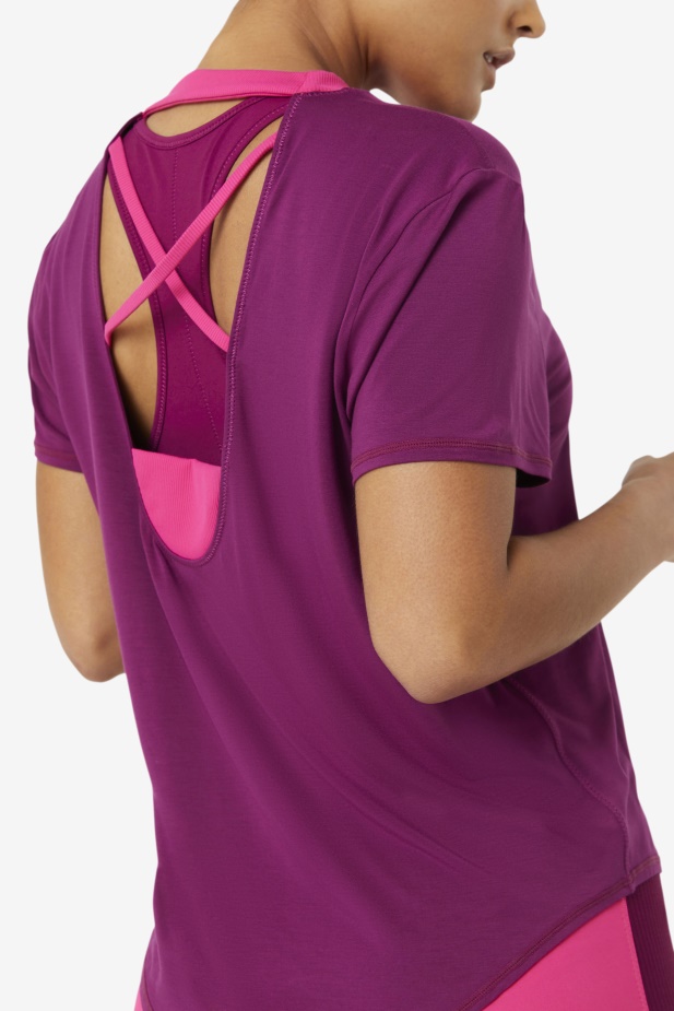 Fila Fi-lux Top S Krátkým Rukávem Purpurově Purpurový