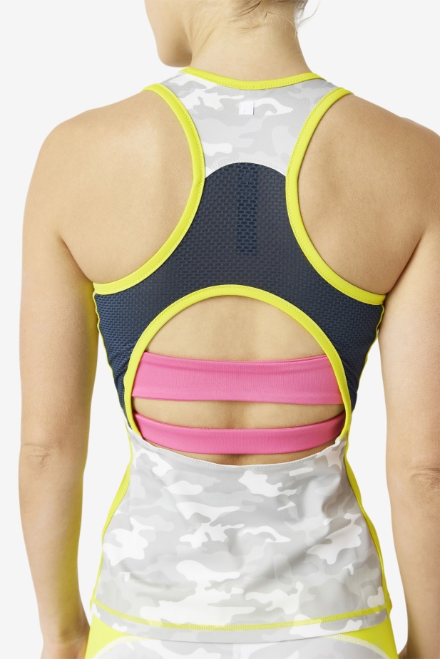 Síra/bílá/azalea/námořnická Fila Uplift Colorblock Racerback Tank
