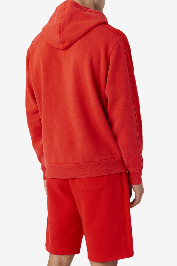 Ohnivě červená/modrá Mikina S Kapucí Fila Bryson Vintage Wash