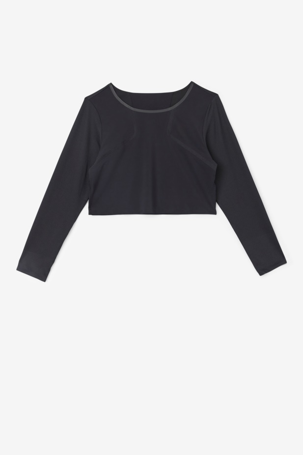 černá Uplift Dlouhý Rukáv Crop Top Fila