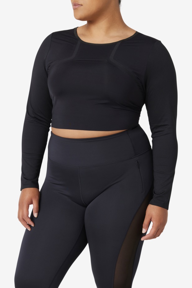 černá Uplift Dlouhý Rukáv Crop Top Fila