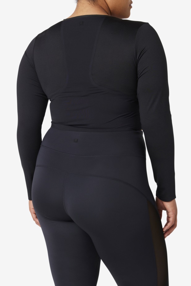 černá Uplift Dlouhý Rukáv Crop Top Fila