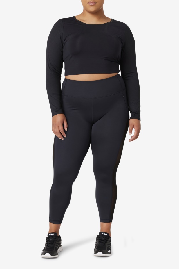 černá Uplift Dlouhý Rukáv Crop Top Fila