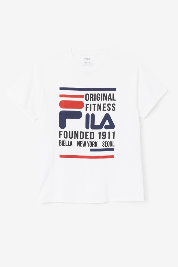 Bílé/námořnické/červené Originální Fitness Tričko Fila