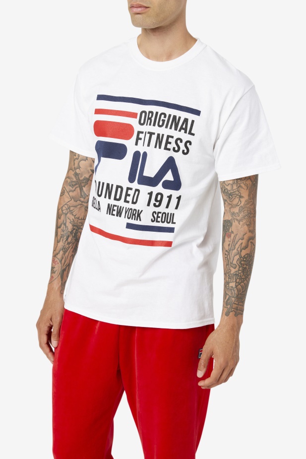 Bílé/námořnické/červené Originální Fitness Tričko Fila
