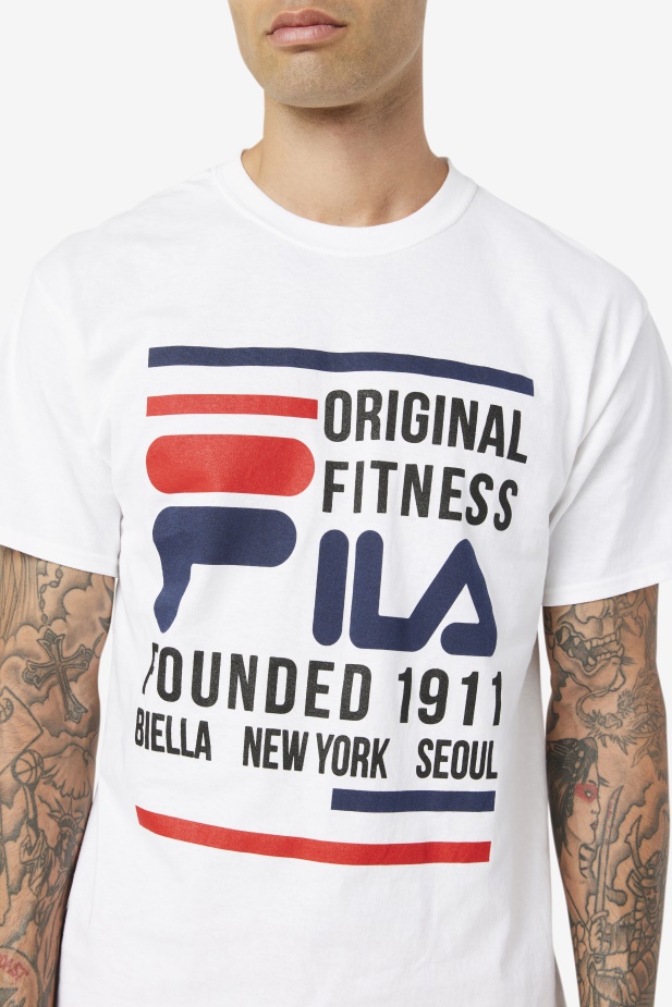 Bílé/námořnické/červené Originální Fitness Tričko Fila