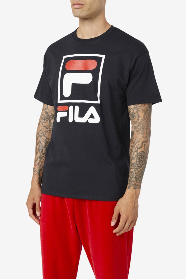 černé/bílé/červené Skládané Tričko Fila