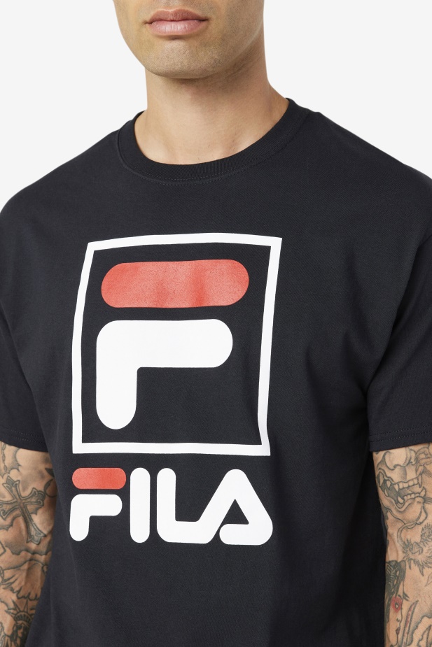 černé/bílé/červené Skládané Tričko Fila