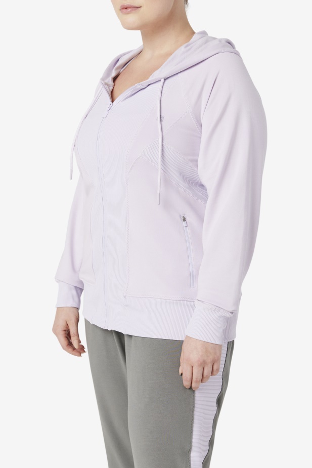 Fila Fi-lux Textura Mikina S Kapucí Na Zip Levandulově Modrá