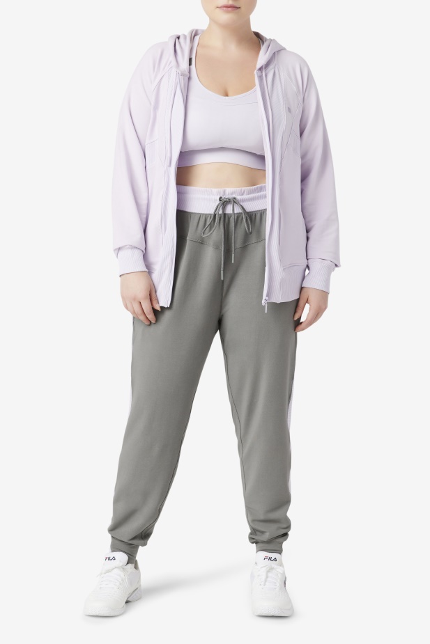 Fila Fi-lux Textura Mikina S Kapucí Na Zip Levandulově Modrá