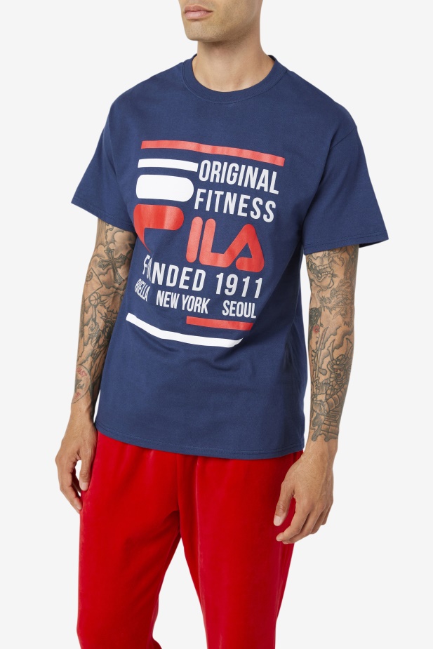 Originální Fitness Tričko Námořnická/červená/bílá Fila