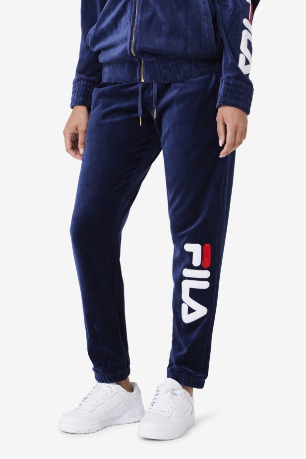 Mansur Velurové Kalhoty Námořnická/bílá/červená Fila