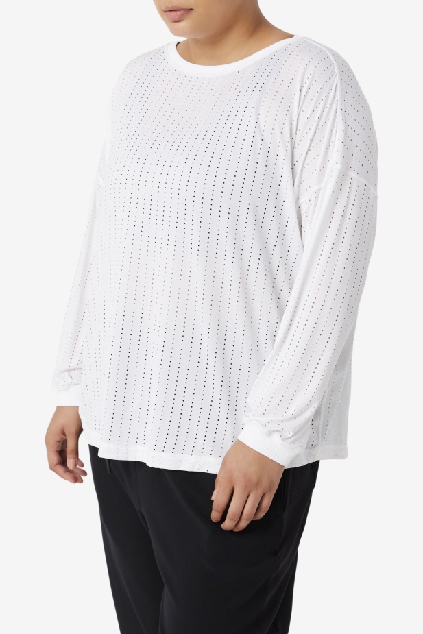 Fila Bílý Fi-lux Síťovaný Top S Dlouhým Rukávem