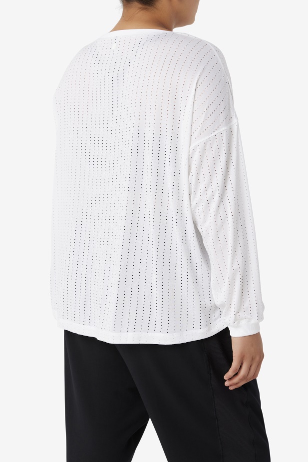 Fila Bílý Fi-lux Síťovaný Top S Dlouhým Rukávem