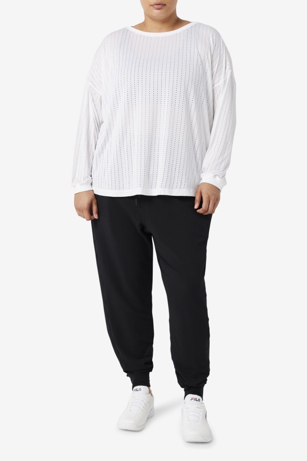 Fila Bílý Fi-lux Síťovaný Top S Dlouhým Rukávem
