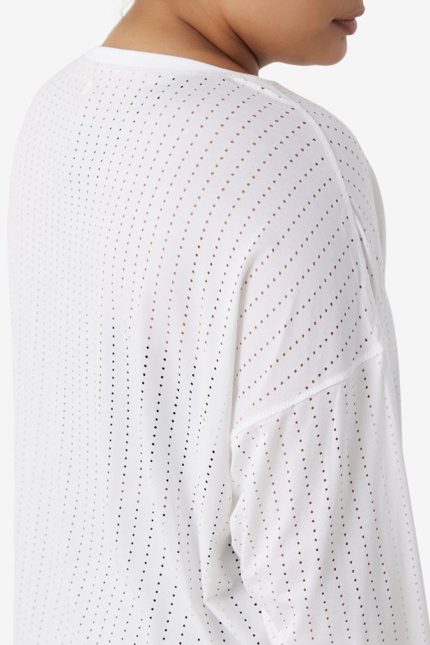 Fila Bílý Fi-lux Síťovaný Top S Dlouhým Rukávem