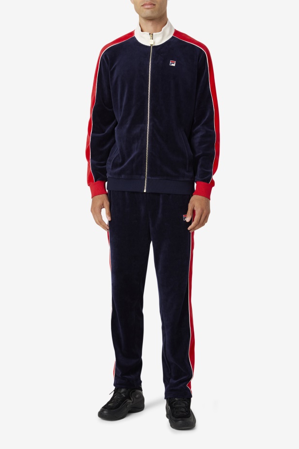 Peacoat/gardenie/červená Velurová Bunda