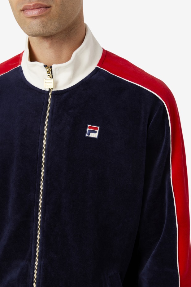 Peacoat/gardenie/červená Velurová Bunda
