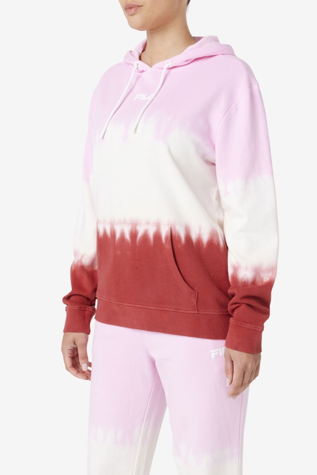 Mikina S Kapucí Fila Piruette/white/earth Red Aerolynn Ty Dye