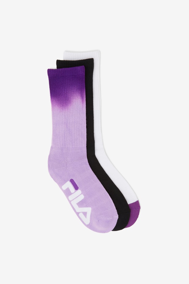 Fialová Dámská Dip Dye Crew Ponožka 3-balení Fila
