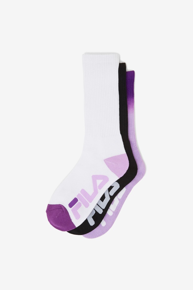Fialová Dámská Dip Dye Crew Ponožka 3-balení Fila