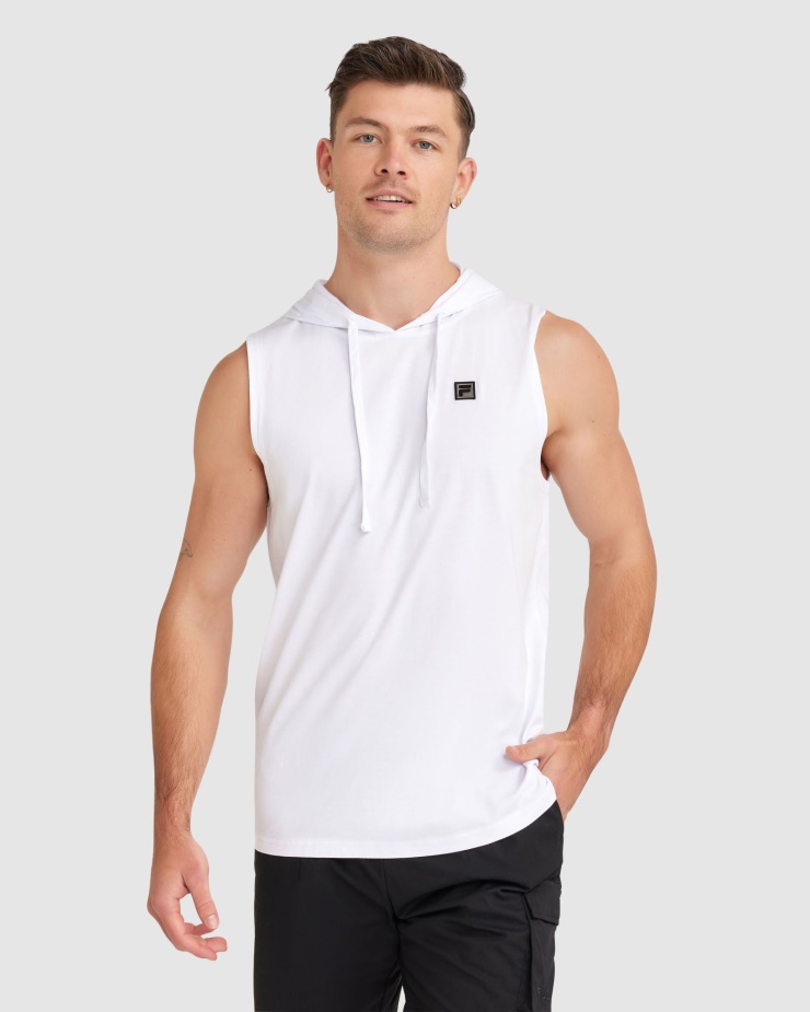 Fila Pánské Blake Tílko S Kapucí Bílé