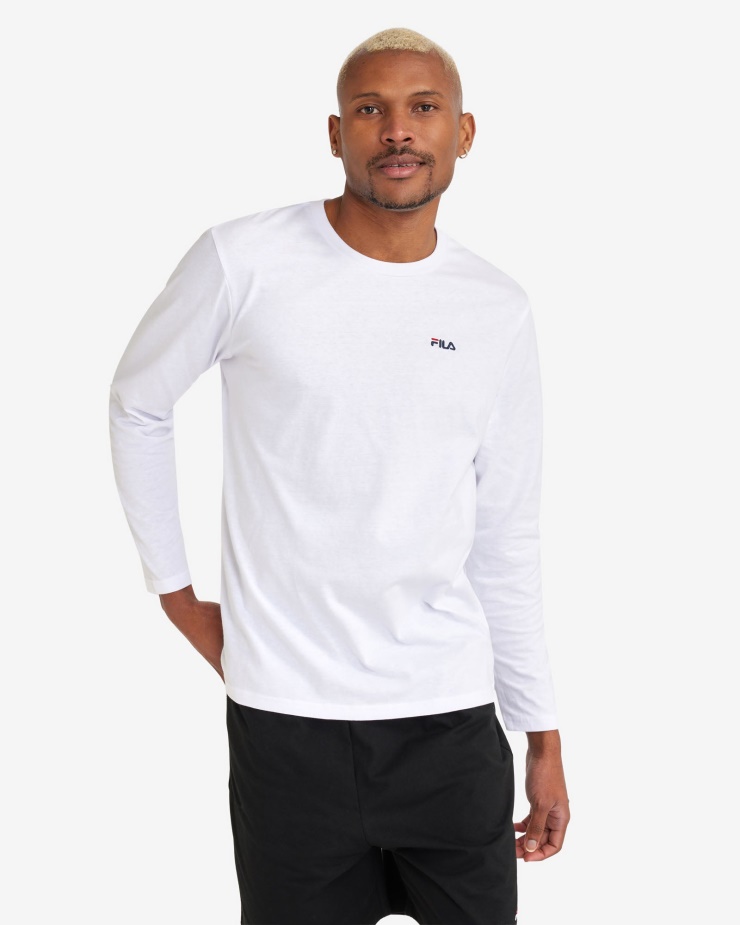 Bílé Pánské Basic L/s Tričko Fila