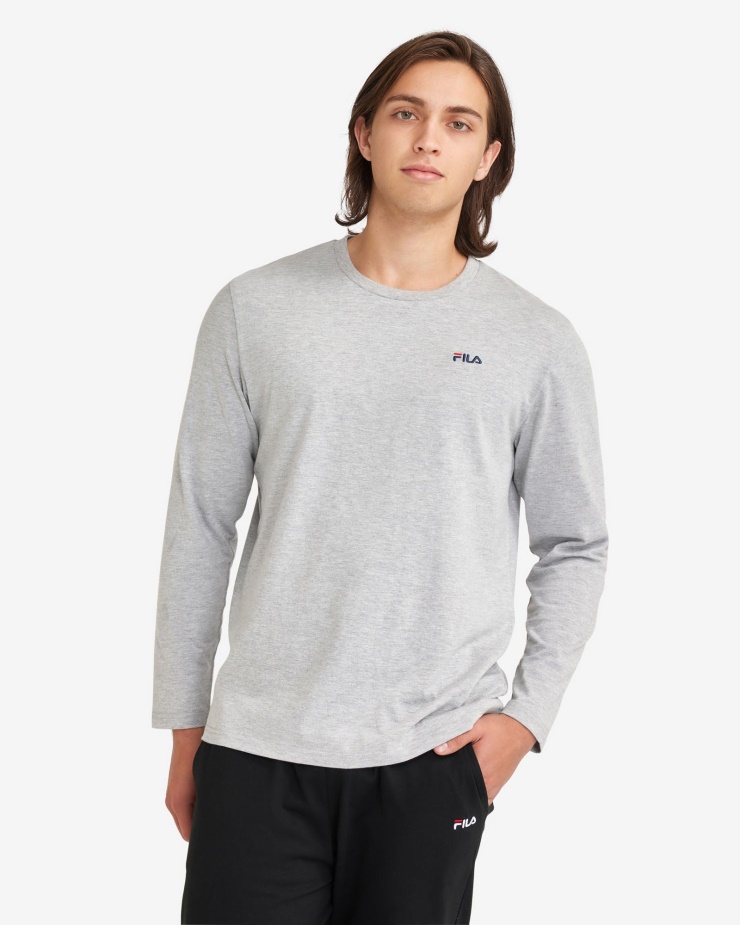 Pánské Basic L/s Tričko Fila Stříbrná Marle