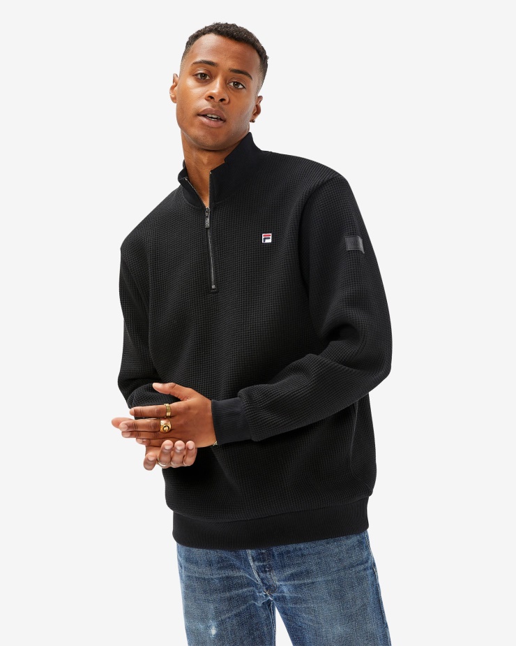 černý Pánský Odznak 2,0 Qtr Zip Fila