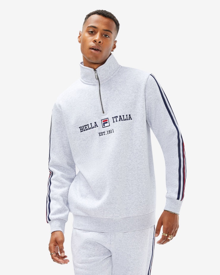 Fila Pánské Aemero Qtr Zip Světle šedá Marle