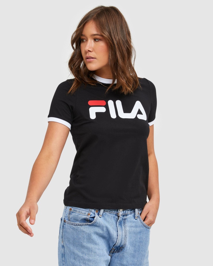 Klasické Dámské Ringer Tričko černé Fila