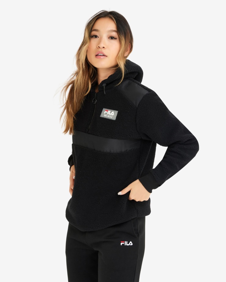 černá Dámská Janet Teddy Qtr Zip Fila