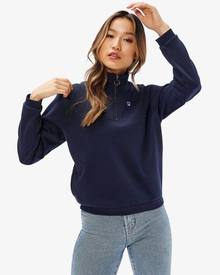 Fila Dámská Placka Qtr Zip Navy
