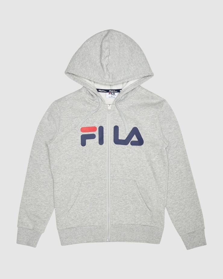 Fila Klasický Dětský Zip S Kapucí Stříbrná Marle