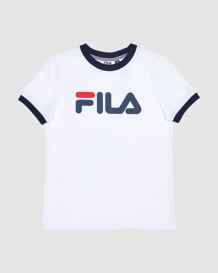 Bílé Klasické Dívčí Ringer Tričko Fila