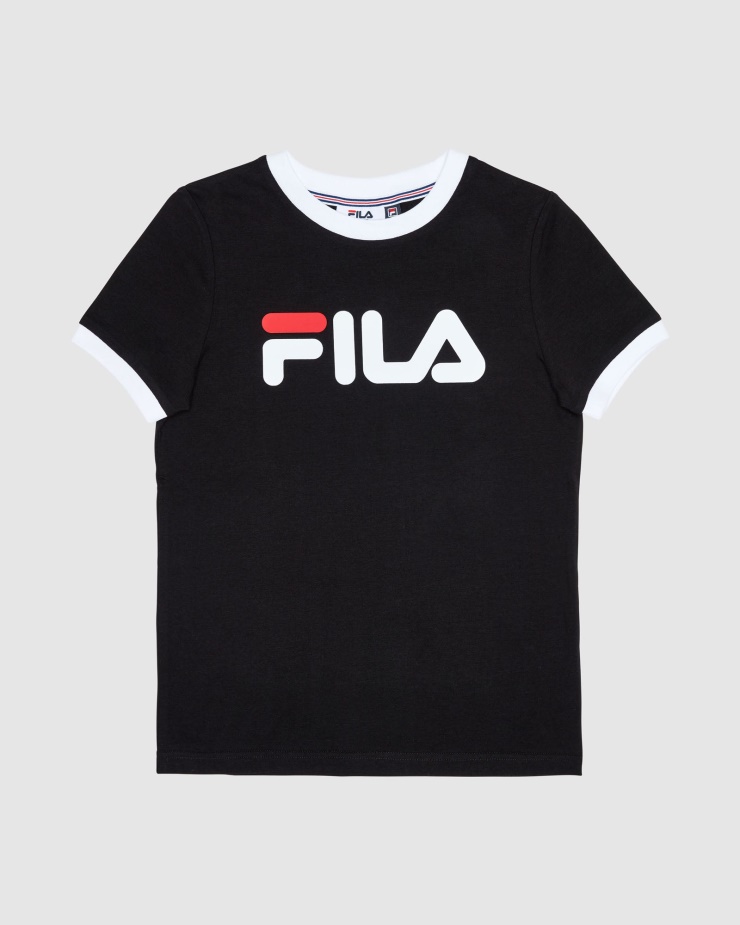 černé Klasické Dívčí Tričko Ringer S Fila
