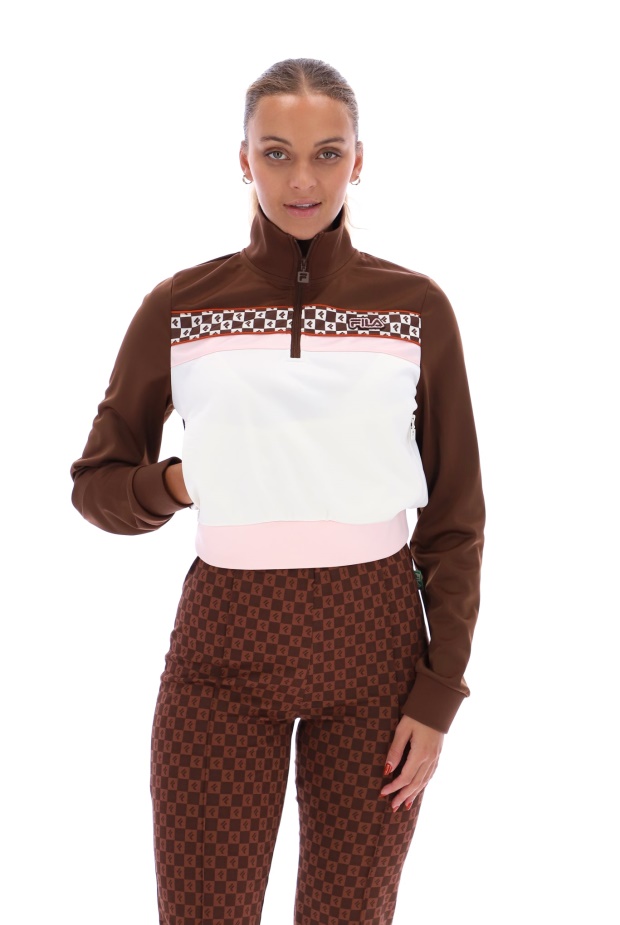 Top S Potiskem Fila Laura Na 1/4 Zipu